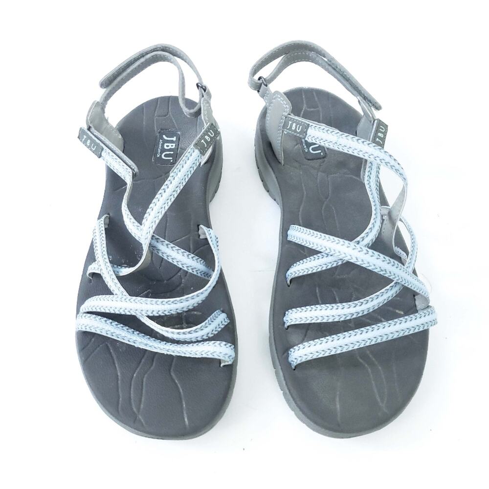 JBU Womens Water River Sandal Gray Size 10 Hypergrip, Adjustable Straps, Hiking